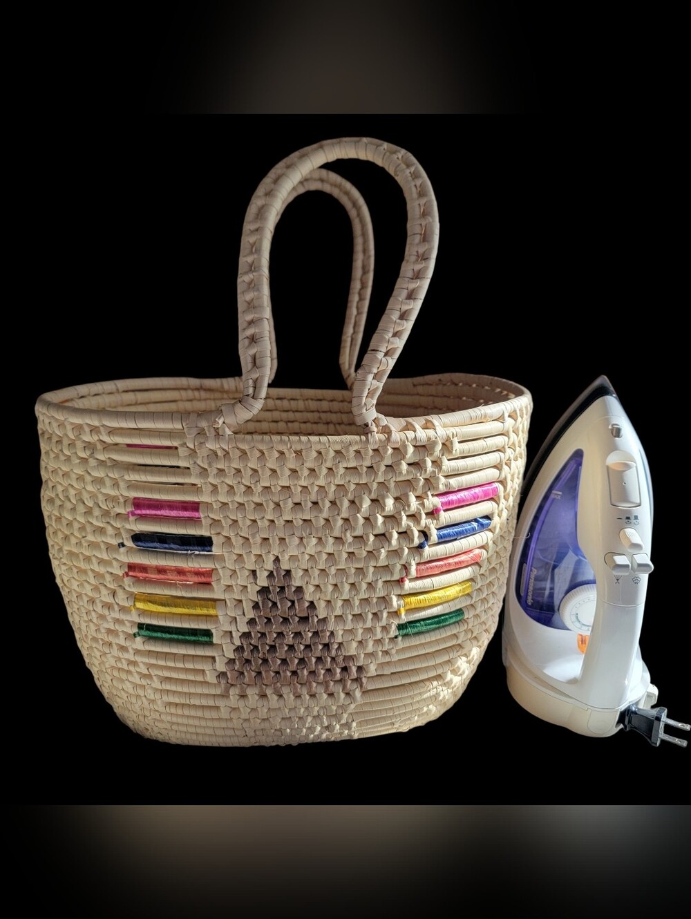 Vintage Large Straw Raffia Tote‎ Basket - Picture 6 of 6
